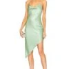 Alice + Olivia Harmony Asymmetrical Slip Dress Sage