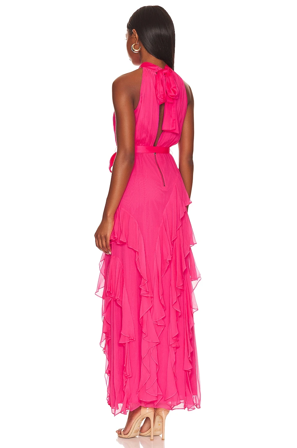 Alice + Olivia Emelia Halter Gown Wild Pink 3 Alice + Olivia Emelia Halter Gown Wild Pink - Image 3