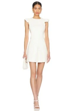 Alice + Olivia Riss Pleated Mini Dress Ecru 8 Alice + Olivia Riss Pleated Mini Dress Ecru -Alice + Olivia Shop ALI WD998 V1 1