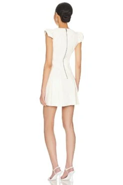 Alice + Olivia Riss Pleated Mini Dress Ecru 7 Alice + Olivia Riss Pleated Mini Dress Ecru -Alice + Olivia Shop ALI WD998 V3