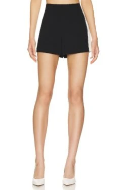 Alice + Olivia Donald Side Panel Short Black & Off White