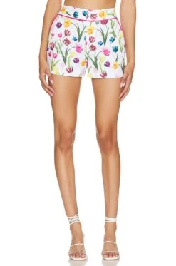 Alice + Olivia Dylan High Waisted Short With Piping Kiss My Tulips
