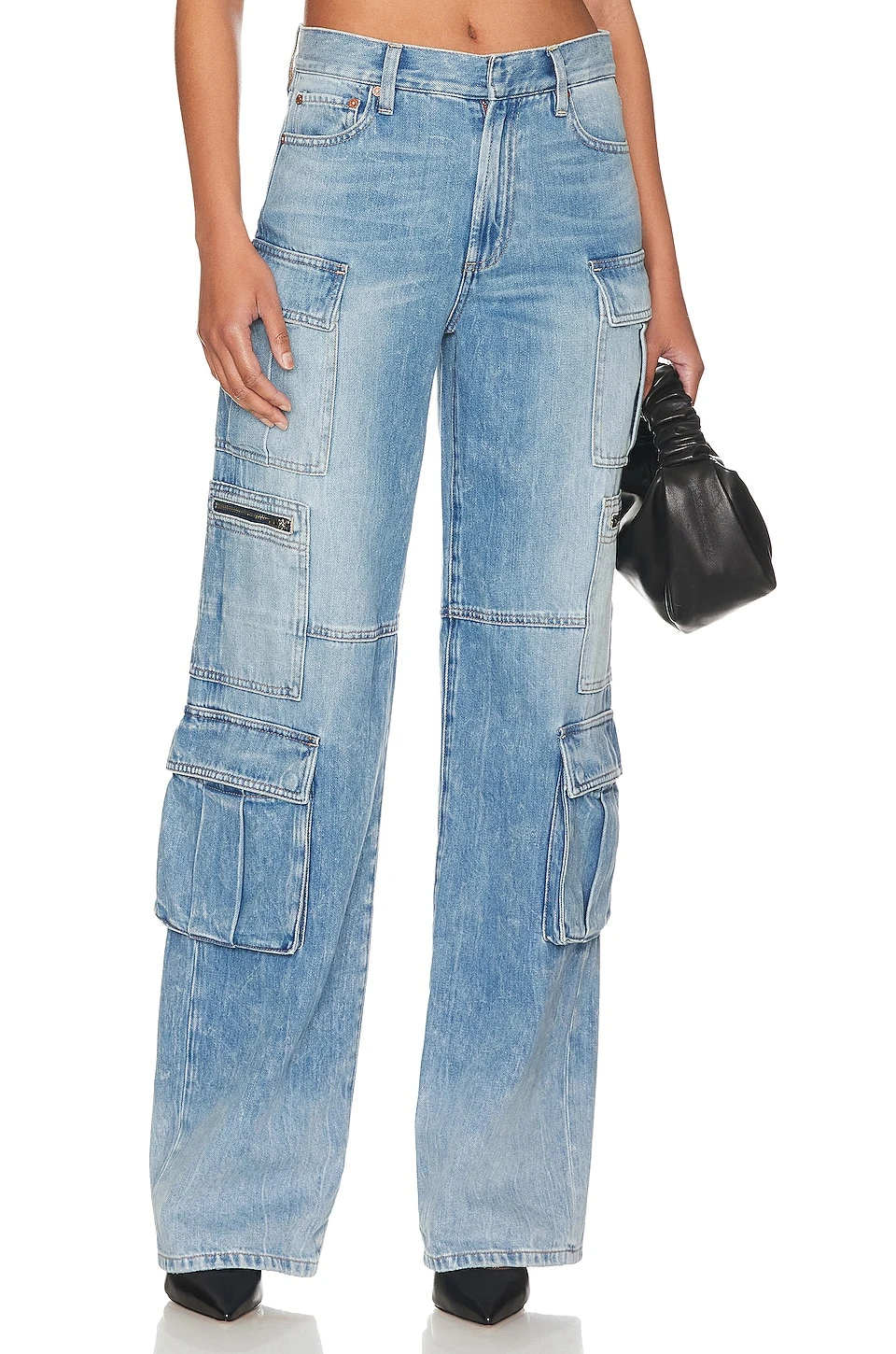 Alice + Olivia Cay Baggy Cargo Jean Brea Blue 1 Alice + Olivia Cay Baggy Cargo Jean Brea Blue