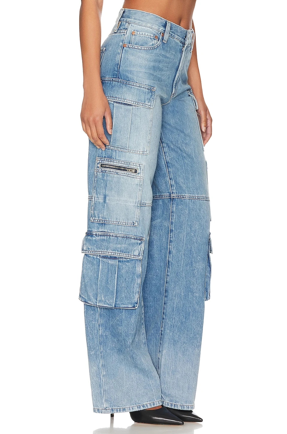 Alice + Olivia Cay Baggy Cargo Jean Brea Blue 2 Alice + Olivia Cay Baggy Cargo Jean Brea Blue - Image 2