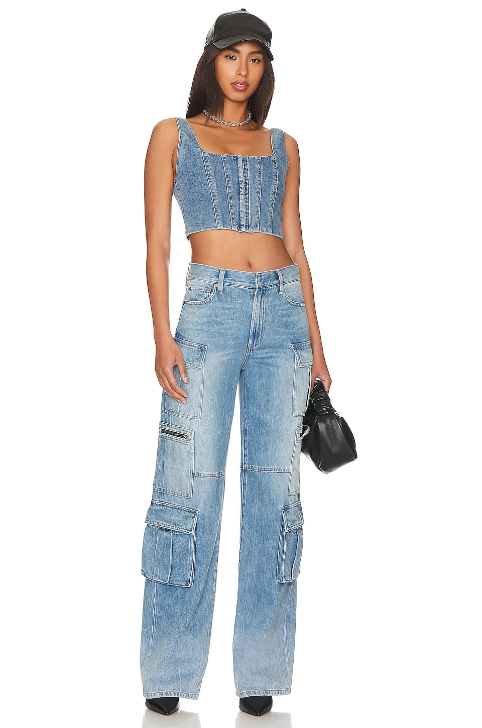 Alice + Olivia Cay Baggy Cargo Jean Brea Blue 4 Alice + Olivia Cay Baggy Cargo Jean Brea Blue - Image 4
