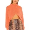 Alice + Olivia Mora Twist Cropped Long Sleeve Pullover Deep Coral
