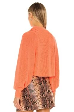Alice + Olivia Mora Twist Cropped Long Sleeve Pullover Deep Coral 6 Alice + Olivia Mora Twist Cropped Long Sleeve Pullover Deep Coral -Alice + Olivia Shop ALI WK146 V3