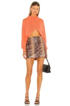 Alice + Olivia Mora Twist Cropped Long Sleeve Pullover Deep Coral 7 Alice + Olivia Mora Twist Cropped Long Sleeve Pullover Deep Coral -Alice + Olivia Shop ALI WK146 V4