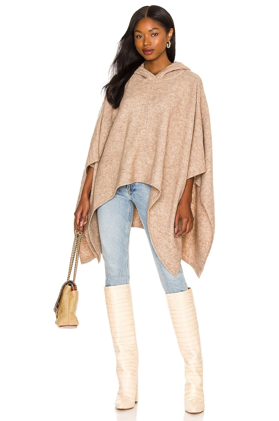 Alice + Olivia Zandra Hooded Pullover Poncho Oatmeal 1 Alice + Olivia Zandra Hooded Pullover Poncho Oatmeal