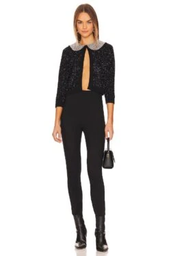 Alice + Olivia Akira Textured Cardigan Black Metallic 8 Alice + Olivia Akira Textured Cardigan Black Metallic -Alice + Olivia Shop ALI WK183 V4