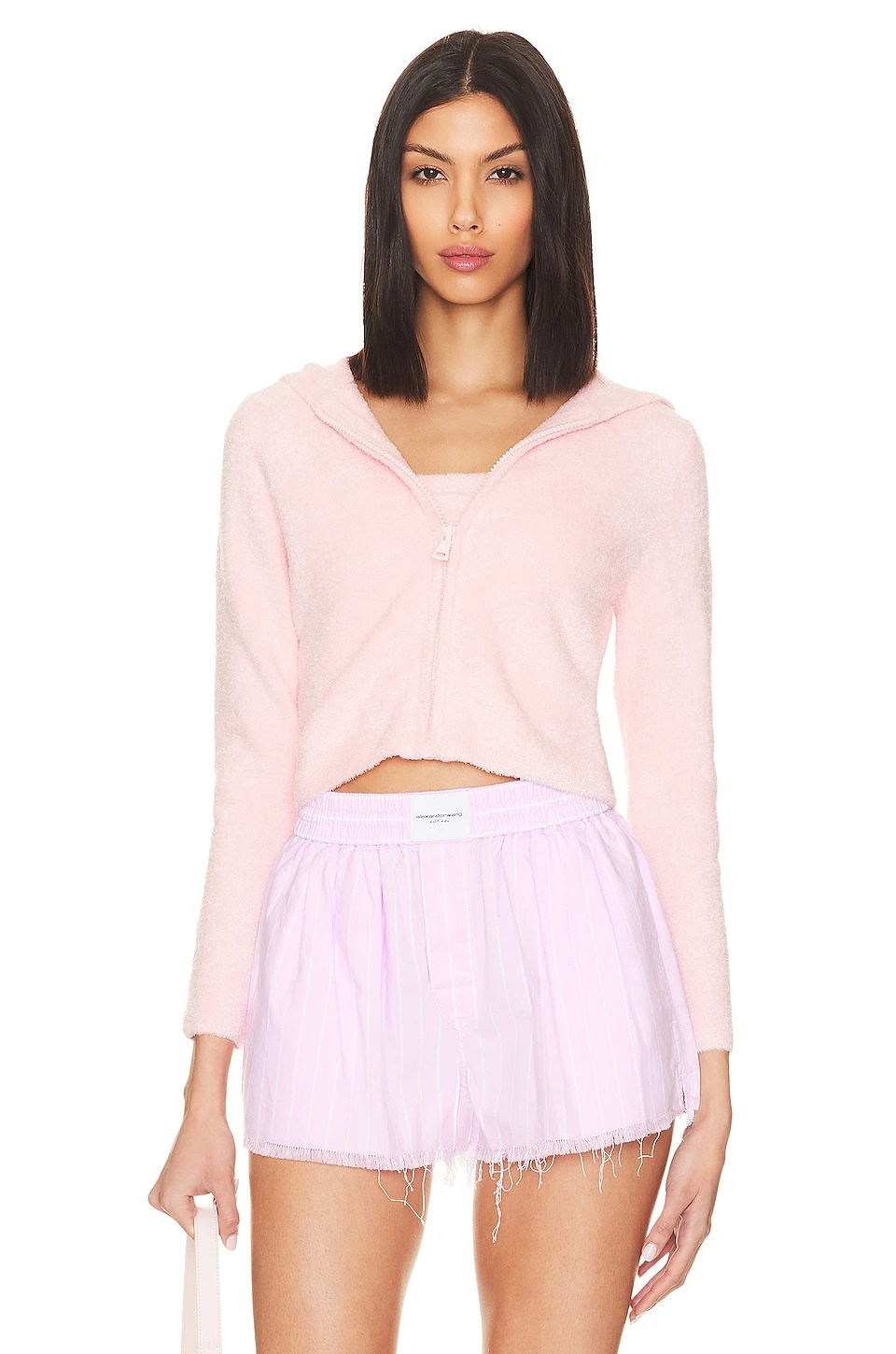 Alice + Olivia Lidell Crop Zip Up Hoodie Petal 2 Alice + Olivia Lidell Crop Zip Up Hoodie Petal - Image 2
