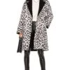 Alice + Olivia Tomiko Reversible Coat Royal Leopard Large Black & Black