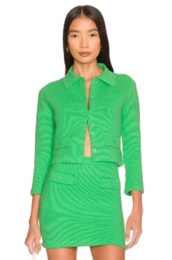 Alice + Olivia Ila Knit Jacket Garden Green
