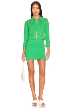 Alice + Olivia Ila Knit Jacket Garden Green -Alice + Olivia Shop ALI WO174 V4