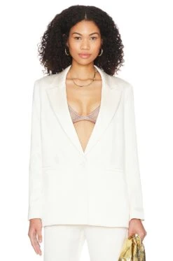 Alice + Olivia Denny Notch Collar Boyfriend Blazer Ecru -Alice + Olivia Shop ALI WO196 V1 1