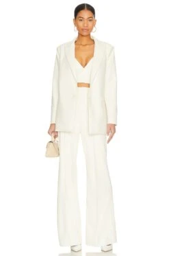 Alice + Olivia Justin Faux Leather Blazer Ecru -Alice + Olivia Shop ALI WO199 V5