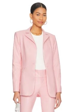 Alice + Olivia Breann Faux Leather Blazer Petal