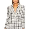 Alice + Olivia Justin Double Breasted Long Blazer Black & Off White
