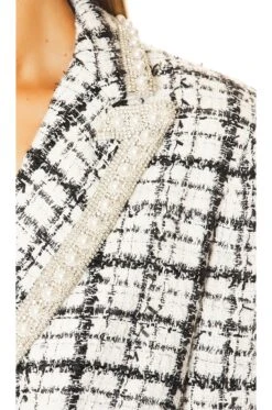 Alice + Olivia Justin Double Breasted Long Blazer Black & Off White -Alice + Olivia Shop ALI WO202 V6