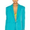 Alice + Olivia Shan Strong Shoulder Blazer Ocean Floor