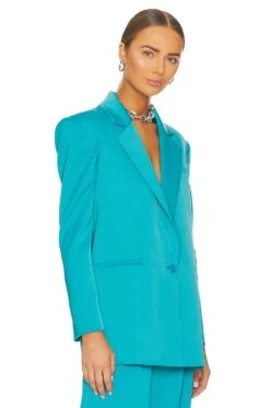 Alice + Olivia Shan Strong Shoulder Blazer Ocean Floor 7 Alice + Olivia Shan Strong Shoulder Blazer Ocean Floor -Alice + Olivia Shop ALI WO204 V3