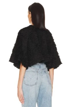 Alice + Olivia Loree Ruffle Tie Front Crop Jacket Black -Alice + Olivia Shop ALI WO212 V3