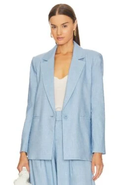 Alice + Olivia Denny Blazer With Piping Chambray