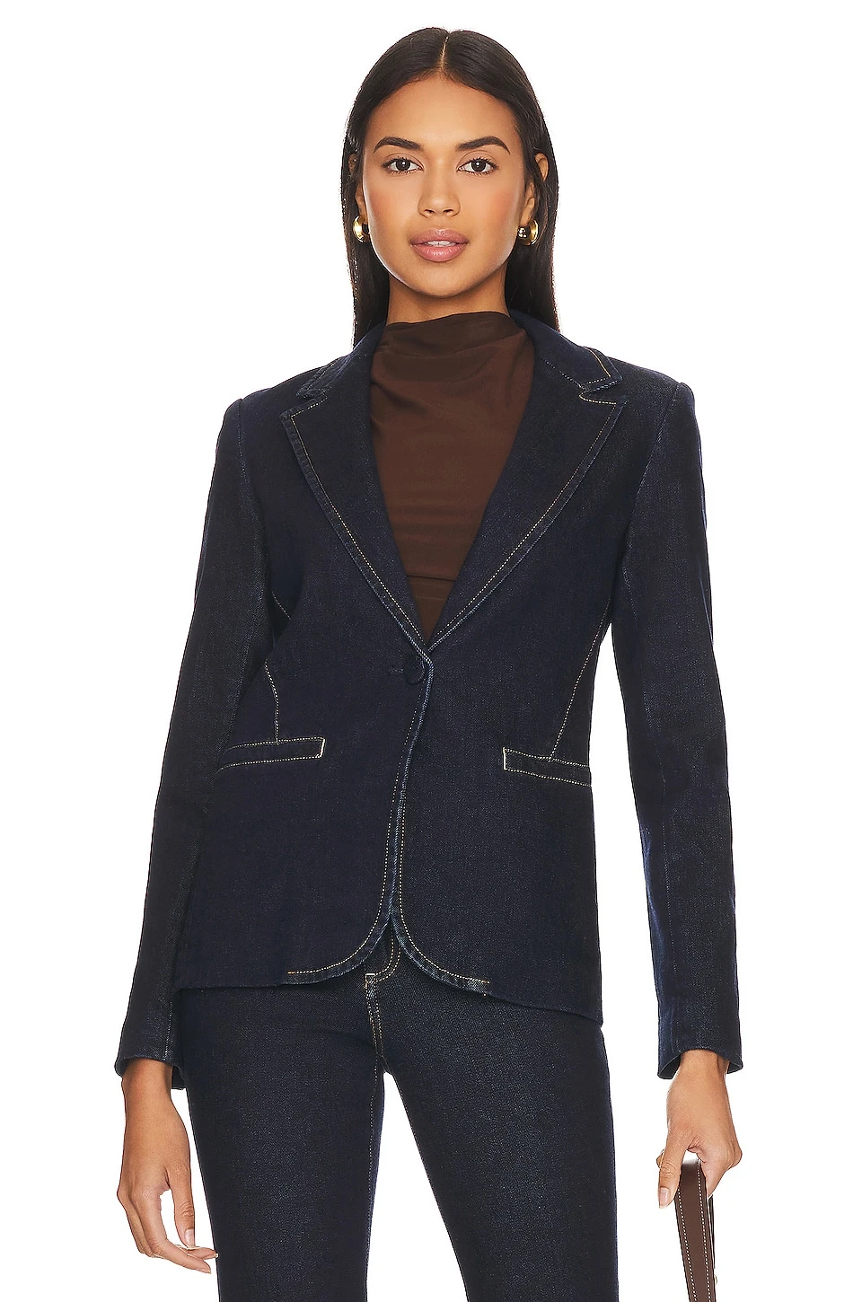 Alice + Olivia Macey Blazer Dark Rinse 2 Alice + Olivia Macey Blazer Dark Rinse - Image 2