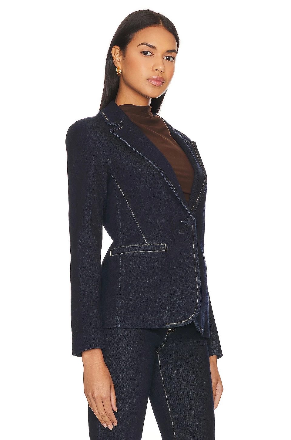 Alice + Olivia Macey Blazer Dark Rinse 3 Alice + Olivia Macey Blazer Dark Rinse - Image 3