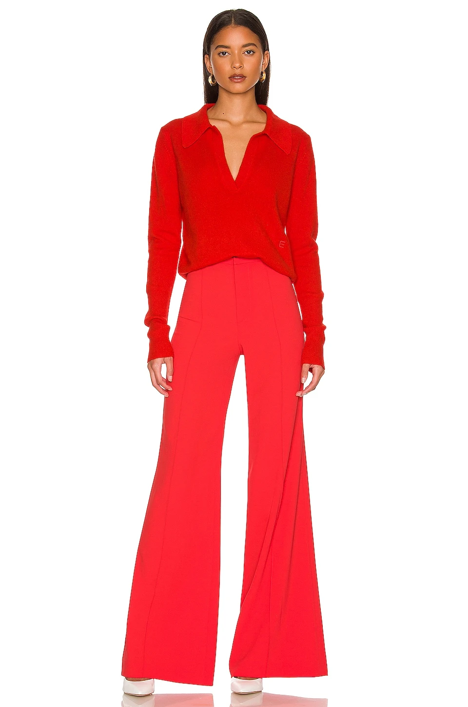 Alice + Olivia Dylan High Waisted Slim Pant Bright Poppy 4 Alice + Olivia Dylan High Waisted Slim Pant Bright Poppy - Image 4