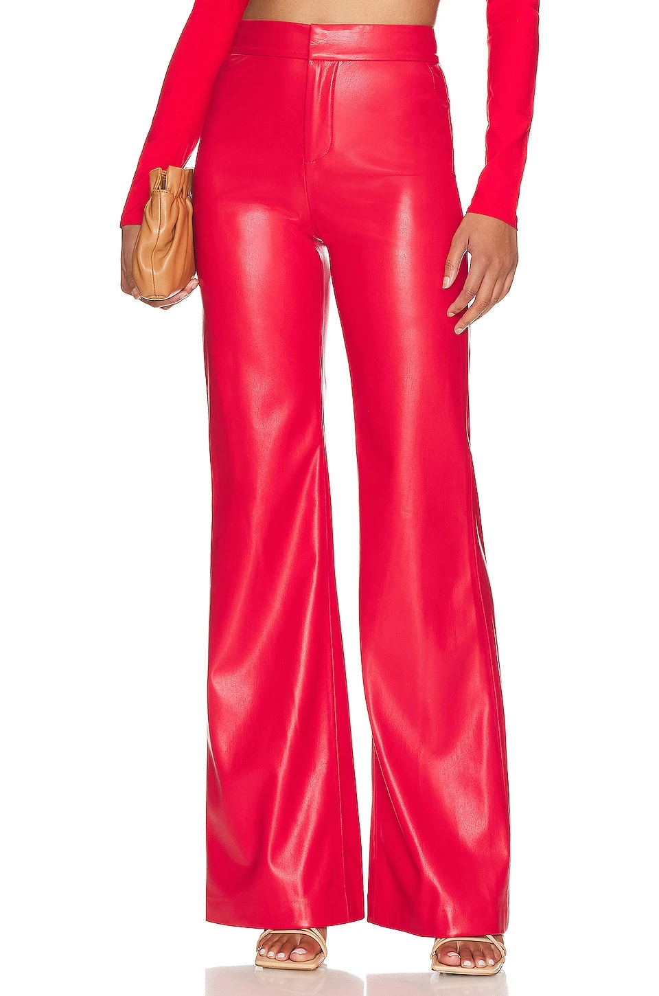 Alice + Olivia Deanna Faux Leather Pant Bright Poppy 1 Alice + Olivia Deanna Faux Leather Pant Bright Poppy