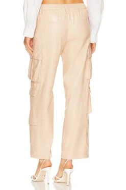 Alice + Olivia Luis Faux Leather Cargo Pant Almond 6 Alice + Olivia Luis Faux Leather Cargo Pant Almond -Alice + Olivia Shop ALI WP155 V3