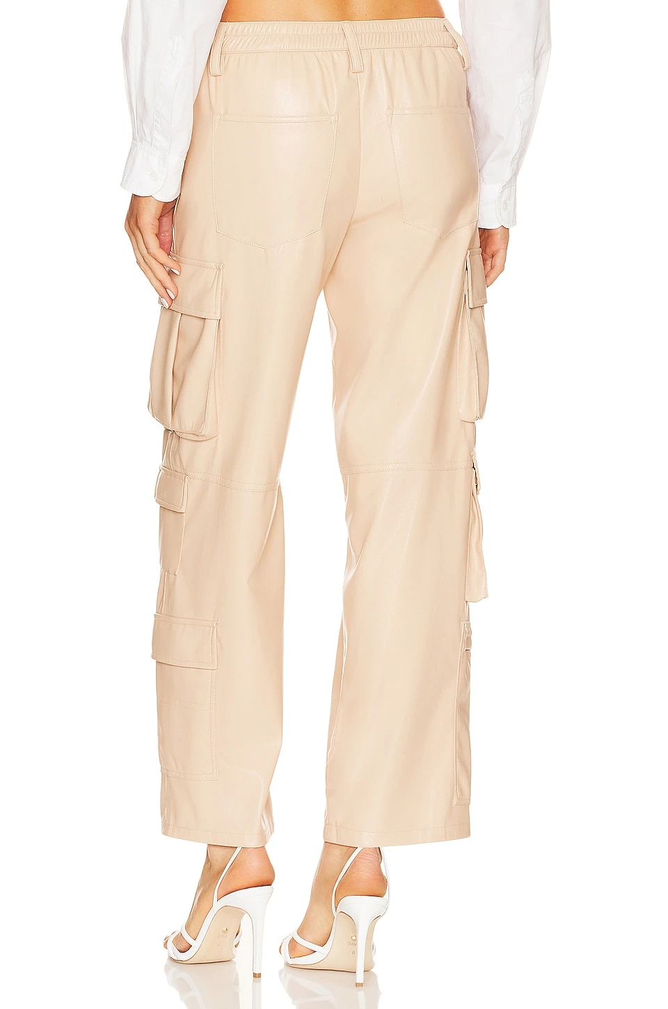 Alice + Olivia Luis Faux Leather Cargo Pant Almond 3 Alice + Olivia Luis Faux Leather Cargo Pant Almond - Image 3