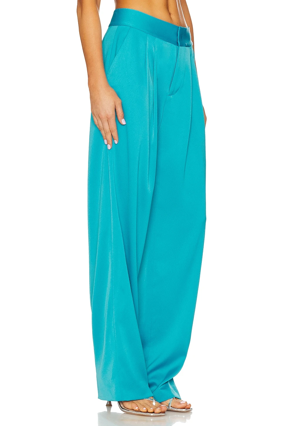 Alice + Olivia Atia High Waisted Double Pleat Suit Pants Ocean Floor 2 Alice + Olivia Atia High Waisted Double Pleat Suit Pants Ocean Floor - Image 2