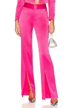 Alice + Olivia Jody High Waisted Front Slit Pant Candy
