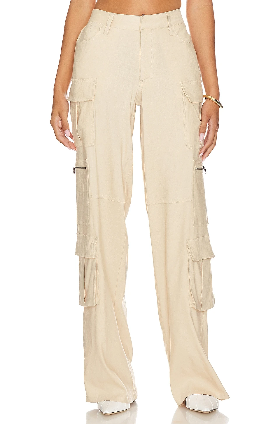 Alice + Olivia Rav Wide Leg Cargo Pant Natural 1 Alice + Olivia Rav Wide Leg Cargo Pant Natural