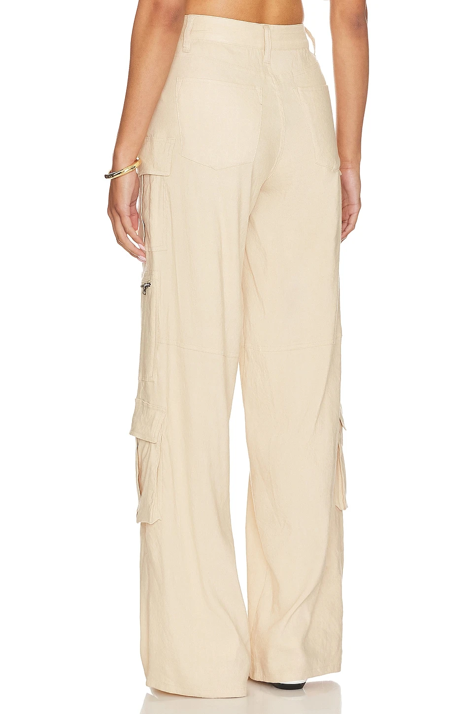 Alice + Olivia Rav Wide Leg Cargo Pant Natural 3 Alice + Olivia Rav Wide Leg Cargo Pant Natural - Image 3
