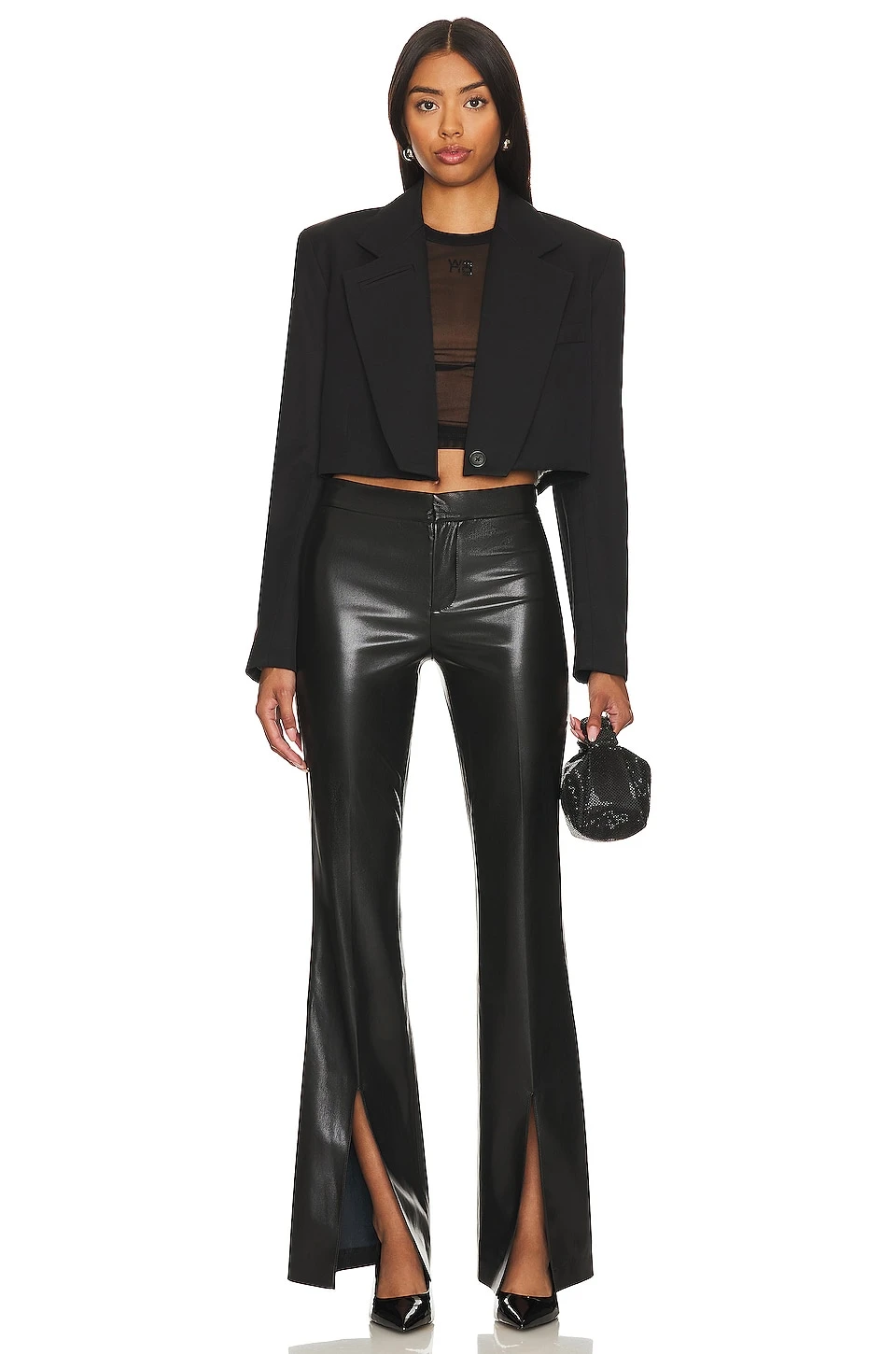 Alice + Olivia Walker Faux Leather Pant Black 4 Alice + Olivia Walker Faux Leather Pant Black - Image 4