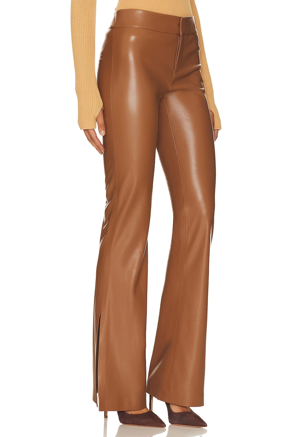 Alice + Olivia Olivia Faux Leather Pant Camel 2 Alice + Olivia Olivia Faux Leather Pant Camel - Image 2