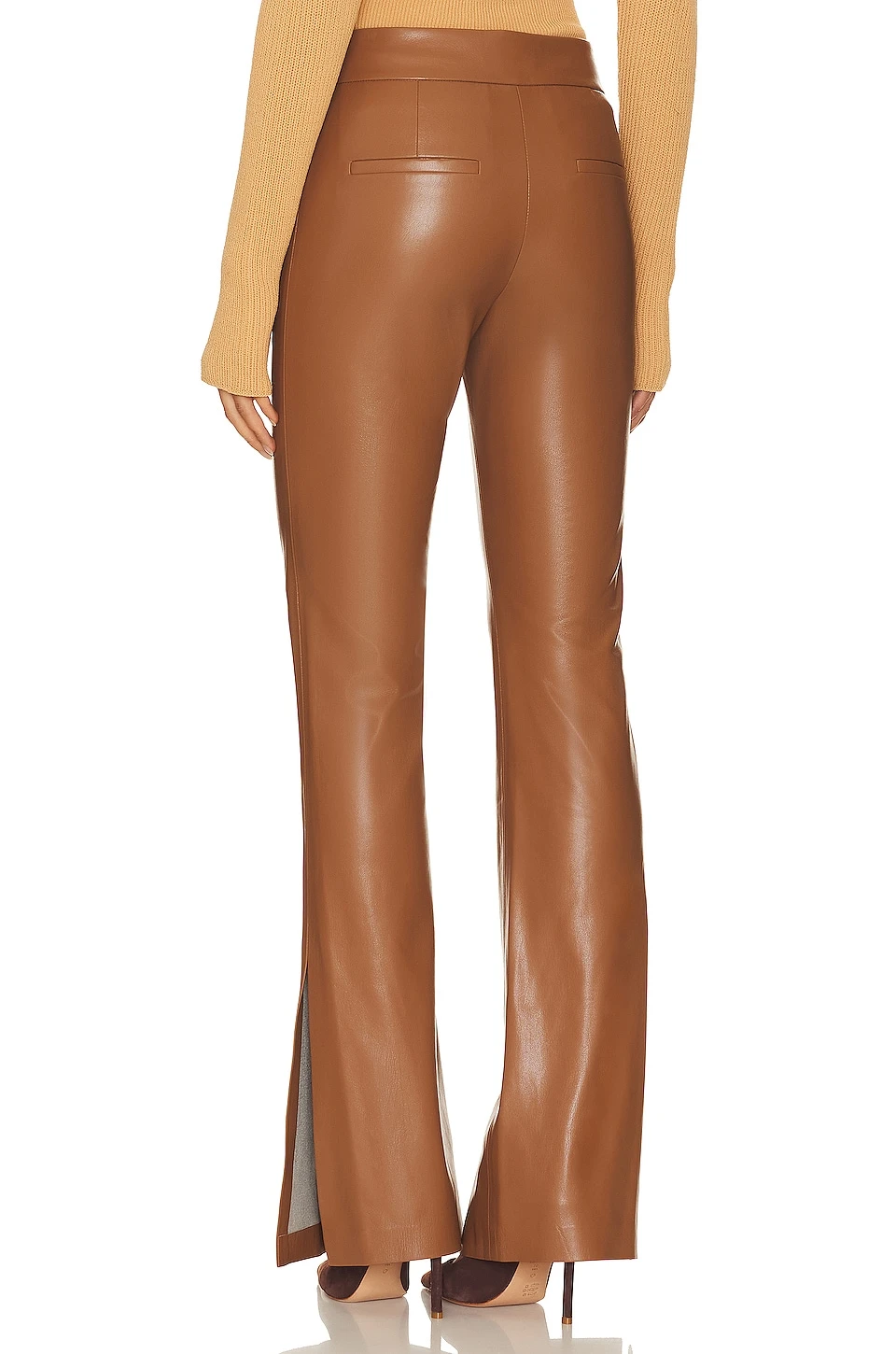 Alice + Olivia Olivia Faux Leather Pant Camel 3 Alice + Olivia Olivia Faux Leather Pant Camel - Image 3