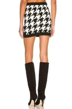 Alice + Olivia Ingrid Houndstooth Mini Skirt Black & Soft White -Alice + Olivia Shop ALI WQ200 V3