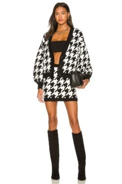 Alice + Olivia Ingrid Houndstooth Mini Skirt Black & Soft White -Alice + Olivia Shop ALI WQ200 V4