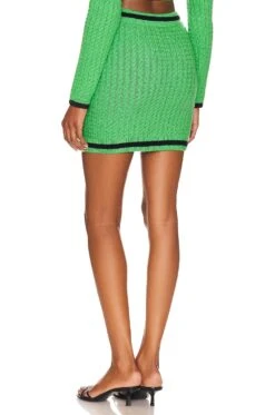 Alice + Olivia Ingrid Cable Mini Skirt Garden Green & Black 6 Alice + Olivia Ingrid Cable Mini Skirt Garden Green & Black -Alice + Olivia Shop ALI WQ234 V3