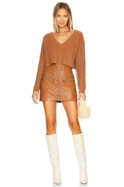 Alice + Olivia Kendale Faux Leather Mini Skirt Camel 7 Alice + Olivia Kendale Faux Leather Mini Skirt Camel -Alice + Olivia Shop ALI WQ236 V4