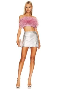Alice + Olivia Riley Micro Skirt Silver -Alice + Olivia Shop ALI WQ246 V4