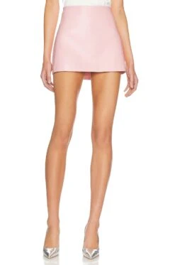 Alice + Olivia Rubi Faux Leather Mini Skirt Petal