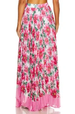Alice + Olivia Katz Pleated Maxi Skirt High Tea Floral -Alice + Olivia Shop ALI WQ252 V3