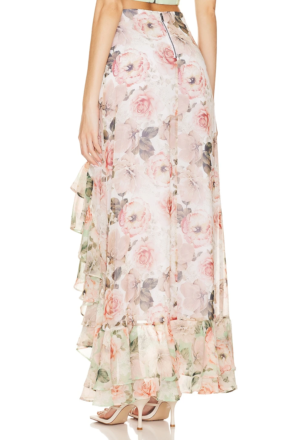 Alice + Olivia Braylee Asymmetrical Ruffle Slip Skirt Morningside Floral White 3 Alice + Olivia Braylee Asymmetrical Ruffle Slip Skirt Morningside Floral White - Image 3