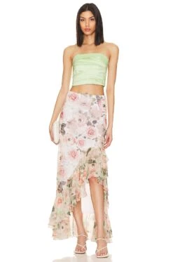 Alice + Olivia Braylee Asymmetrical Ruffle Slip Skirt Morningside Floral White 7 Alice + Olivia Braylee Asymmetrical Ruffle Slip Skirt Morningside Floral White -Alice + Olivia Shop ALI WQ255 V4