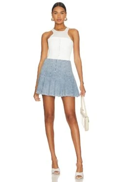 Alice + Olivia Carter Denim Skirt Rockstar Blue -Alice + Olivia Shop ALI WQ256 V4